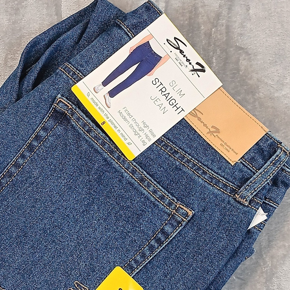 Seven7 Womens Sz 8 Slim‎ Straight Leg NWT Dark Wash Jeans